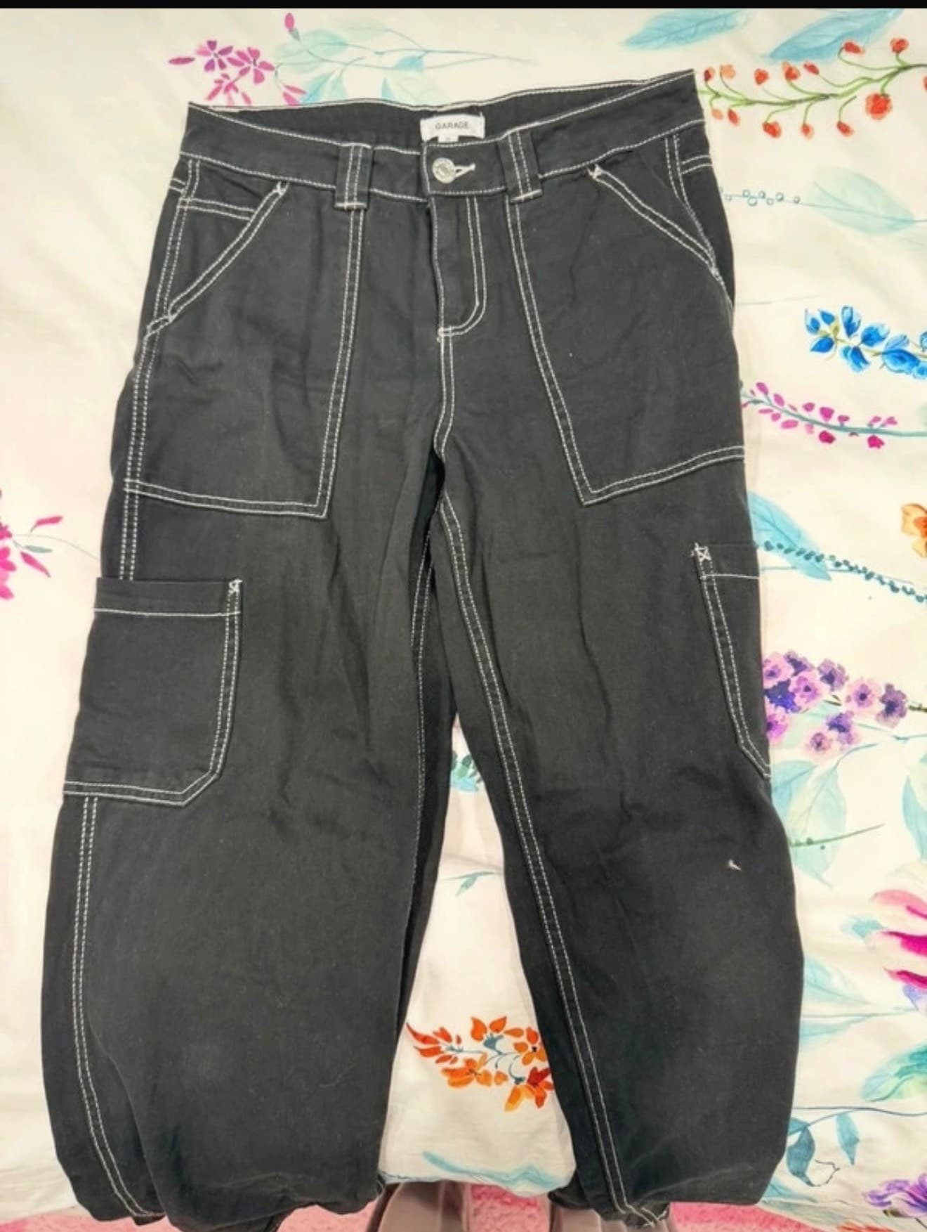 Garage Black High-Rise Cargo Pants Utility Wide Leg Y2K