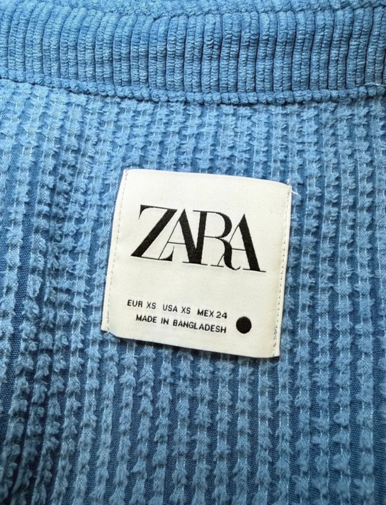 Zara Blue Textured Overshirt Buttin Up Shacket Size XS — view 2