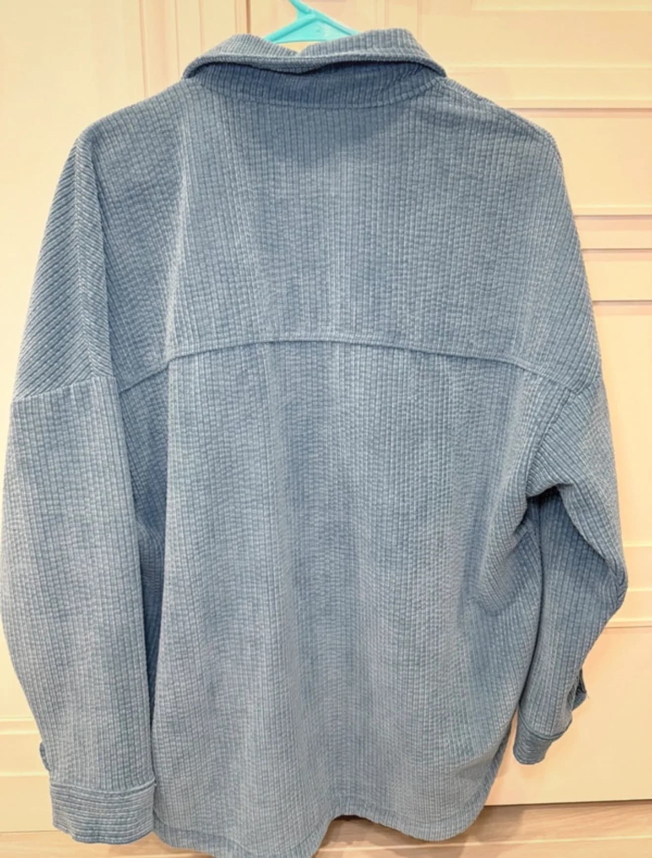 Zara Blue Textured Overshirt Buttin Up Shacket Size XS — view 3