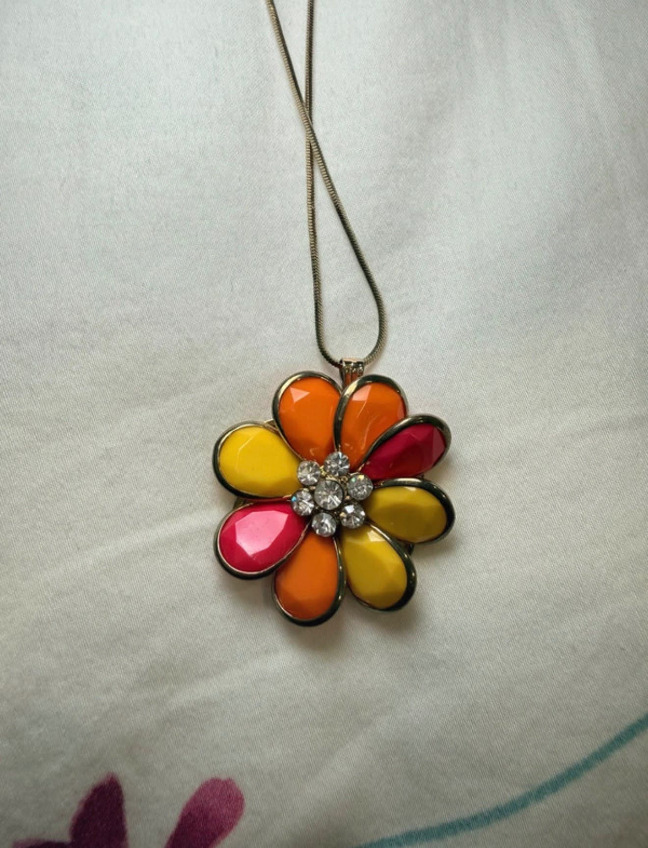 Colorful Enamel Flower Statement Pendant Necklace