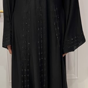 Black Crystal Umbrella Flared Abaya